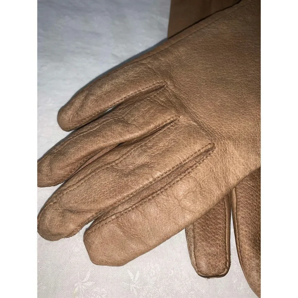 Vintage Tan Leather Gloves Size Medium‎